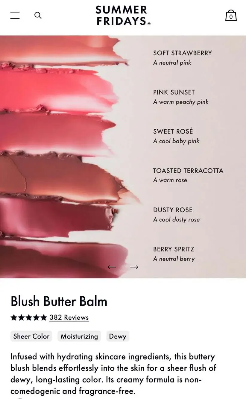 2 Summer Fridays Blush Butter Balm Duo in Pink Sunset and Sweet Rosé